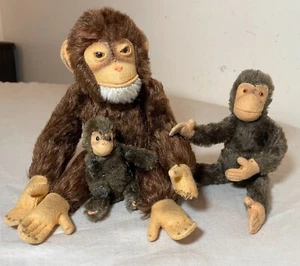 3 vintage handmade Steiff mohair jointed Jocko the monkey stuffed animal bear - Picture 1 of 12