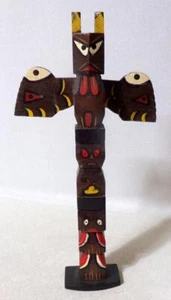 Vintage Hand Carved Painted Totem Pole - Picture 1 of 6