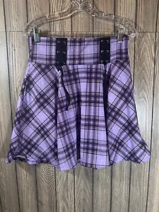 Hot Topic Exclusive Purple Plaid Yoke Multi Lace-Up Skirt Size Medium NWT - Picture 1 of 7