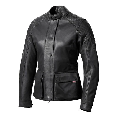 Chaqueta de moto Triumph Paige de cuero negra blindada para dama NUEVA Foto 1 de 4