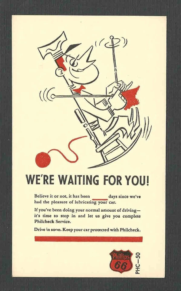 Ca 1951 PC PHILLIPS 66 PETROLEUM CO FOR PHILCHECK SERVICE, MINT - Image 1 of 1