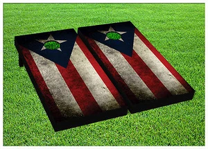 VINYL WRAPS CORNHOLE BEANBAG Board Puerto Rico flag DECALS Set 1294 - Bild 1 von 1