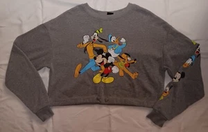 Disney Mickey Donald Goofy Pluto Grau XS Pullover Crop Sweatshirt - Bild 1 von 6