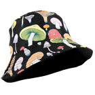  Unisex Bucket Hat Mushroom Print Hat Double Side Wear Reversible Cap Fisherman