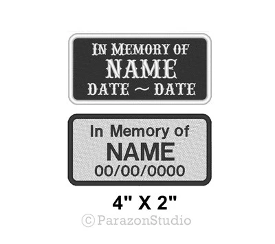 Custom Embroidered In Memory Of Motorcycle Biker MC Sew on Patch 4" x 2" (A)  - Image 1 of 4