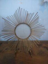Celestial Frosted Glass Sun Face w/Twisted Metal Rays Candleholder 12in