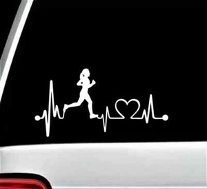 2er Pack: Running Girl Herzschlag Rettungsleine Aufkleber Sticker für Autofenster | K1008 - Bild 1 von 9