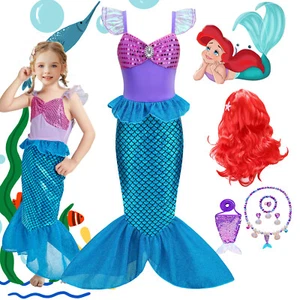 Little Mermaid Princess Ariel Fancy Dress Up Costume Christmas Party Outfit Gift - Picture 1 of 15