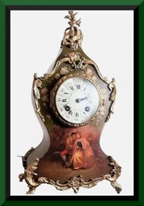 Early Hand Painted flowers French Boulle Style Mantel Shelf Clock (B) - Picture 1 of 14