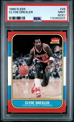 1986 FLEER #26 CLYDE DREXLER PSA 9 (OC) - Image 1 of 2