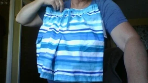NWT Outdoor Oasis Boys Size 8 Husky Swim Trunks Beach Tie Dye Blue Stripe Shorts - Picture 1 of 17