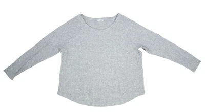 Sweet Romeo Women Gray Crewneck Long Sleeve Cozy Thermal Waffle Knit Pullover 2X - Image 1 of 4
