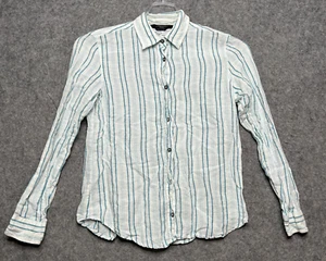 Max Mara Weekend Shirt Womens Small White Blue Linen Italy Striped Beachy Light - Picture 1 of 15