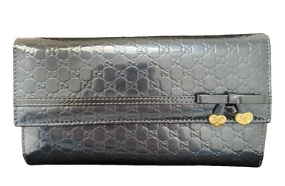NEW Gucci Navy Guccissima Patent Leather Long Continental Wallet - Изображение 1 из 4