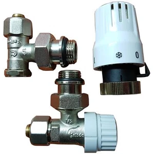Juego de válvulas de latón de radiador termostático estándar de 1/2 pulgada x sistema PEX 16 mm - Imagen 1 de 5