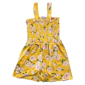 Zunie Girl Sleeveless Stylish Knit Romper Yellow Floral 7/8 - Picture 1 of 1