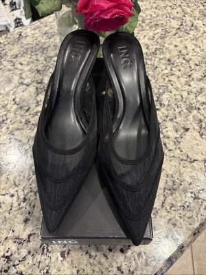 I.N.C. International ConceptsWomen's Gerarda Mesh Mules- Black Slides - Image 1 of 4