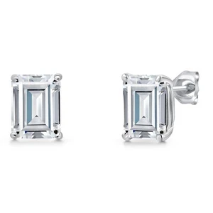 14K White Gold Emerald Cut 9X7MM Gemstone Birthstone Stud Basket Setting - Picture 1 of 144