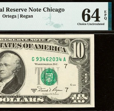 1981A $10 Federal Reserve Note PMG 64EPQ - Chicago District - Fr 2026-G - Image 1 of 3