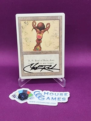 MTG Rod Of Ruin Signed Christopher Rush Revised Gen 2b #D Vintage *CCGHouse* - Image 1 of 4