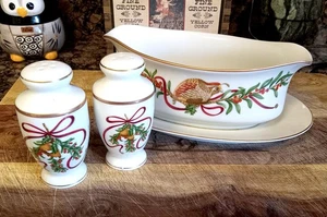 Set of Macy's Royal Gallery QUEENSBERRY Gravy Boat & Salt Pepper Shakers - Picture 1 of 2