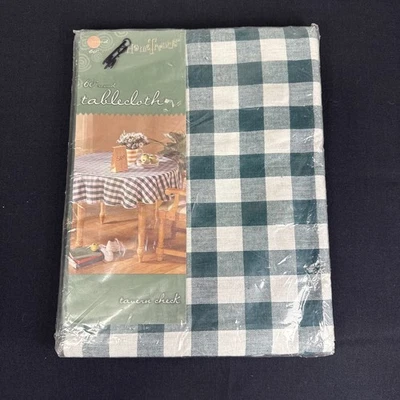 Home Trend Round Tablecloth 60 Inch Tavern Check Hunter Green New In Bag Cotton - Image 1 of 4