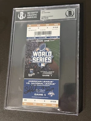2015 WORLD SERIES KANSAS CITY ROYALS SIGNED TICKET SALVADOR PEREZ MVP BAS COA - Image 1 of 4