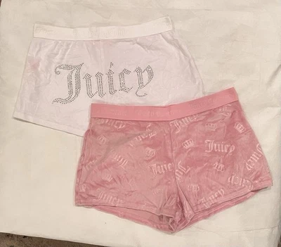 Juicy Couture Pink and White Logo Shorts size medium new without tag. - Image 1 of 4