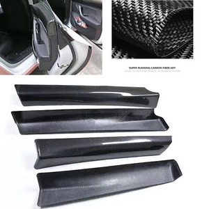 4x Carbon Fiber Car Door Panel Decor Cover Trim For Tesla Model 3 2016-2020 2017 - Picture 1 of 5
