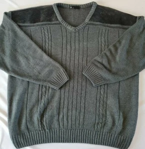 Mens Jumper BHS Size L V Neck Long Sleeve Grey N.o 1574 - Picture 1 of 12