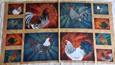 COUPON TISSU SARAH HUDOCK QUILTING COQ VIGNETTES COTON FC4 - Photo 1/3