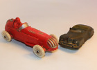 Lot of 2 Vintage Auburn Rubber Toys Red Indy Race Car & Dark Green Convertible