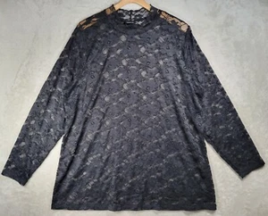 TORRID Top Blouse Womens Sz 3X (22-24) Sheer Stretch Lace Mock Neck Long Sleeve - Picture 1 of 21