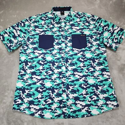 Enyce Shirt Mens XXXXL Green Camoflauge Short Sleeve Button Up Hip Hop Y2K Camp - Image 1 of 4