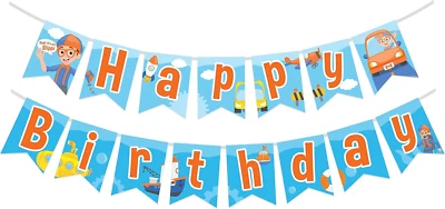 Officially Licensed Blippi Birthday Banner - Vehicle Happy Birthday Party Suppli - Image 1 of 4