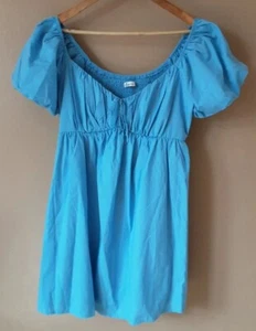 Ladies Blue Tunic Top Off Shoulder Short Sleeved Size Large Hollister New No Tag - Picture 1 of 7