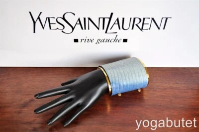 YSL - Beautiful Lizard Gold Blue Cuff Bracelet- collectible item!! - Image 1 of 4
