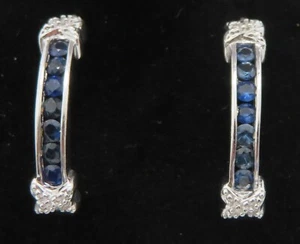 .. Pendientes antiguos Art Deco vintage de plata de ley y zafiro - Imagen 1 de 10