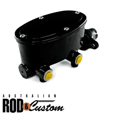 1-1/8 Inch Bore Black Oval Aluminium Master Cylinder 4 Wheel Disc Hot Rod Chev - image 1 of 4