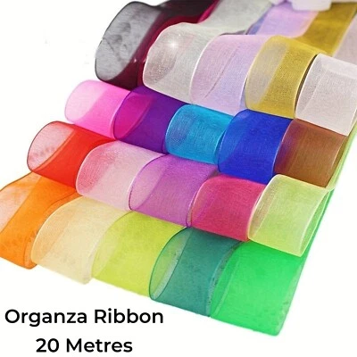 Organza Woven Edge Sheer Chiffon Wedding Crafts Ribbon - 20 Metres Long - Image 1 of 3