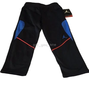NWT Nike Air Jordan BOYS Therma-Fit Sweatpants Black/Blue Kids Size 5 - Picture 1 of 5