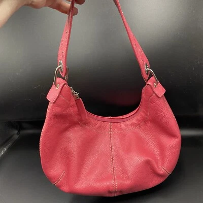The Sak Pink Pebbled Leather Hobo Shoulder Bag Purse Pocketbook 13” Wide - Image 1 of 4