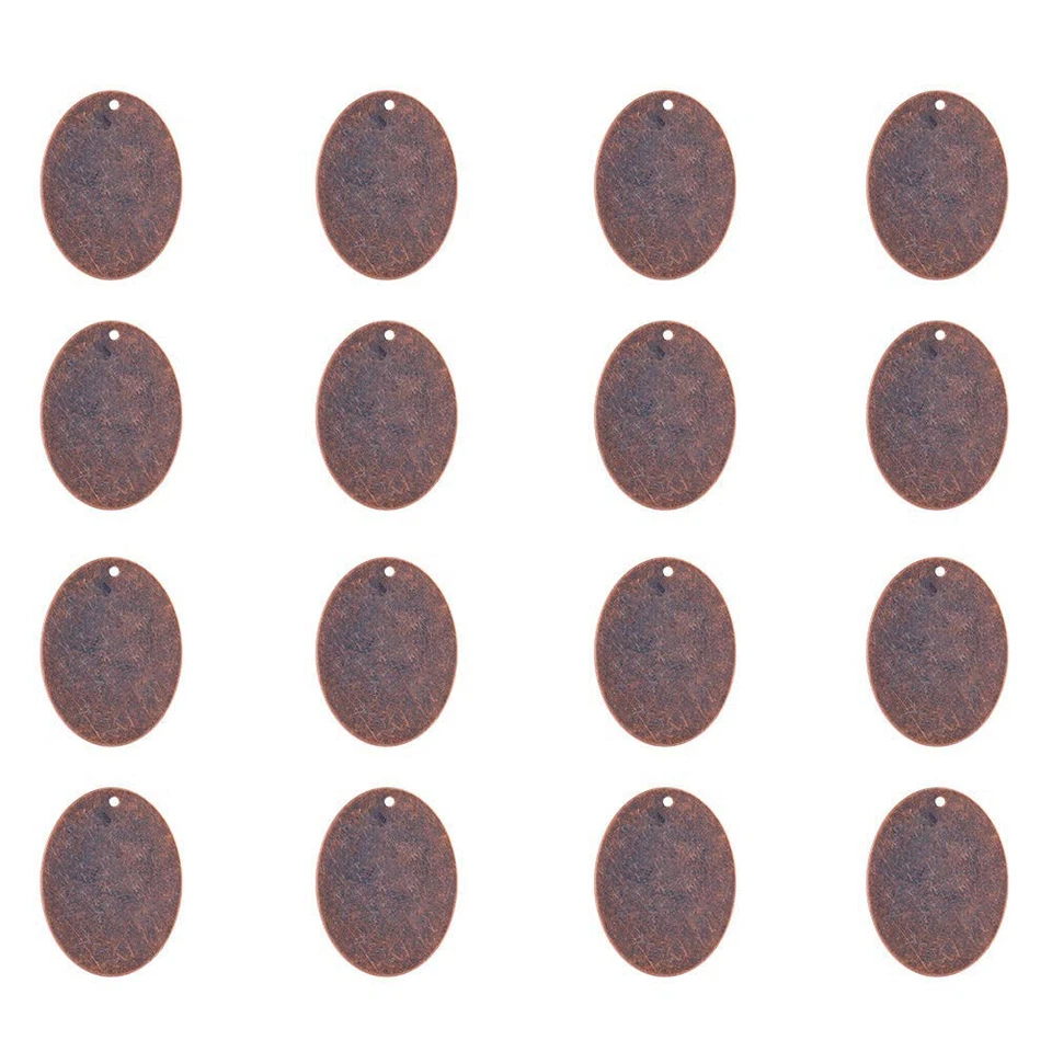 Colgantes de etiqueta ovalada grande de latón cobre rojo 10 piezas estampado suave dijes en blanco 40x30 mm Foto 1 de 4