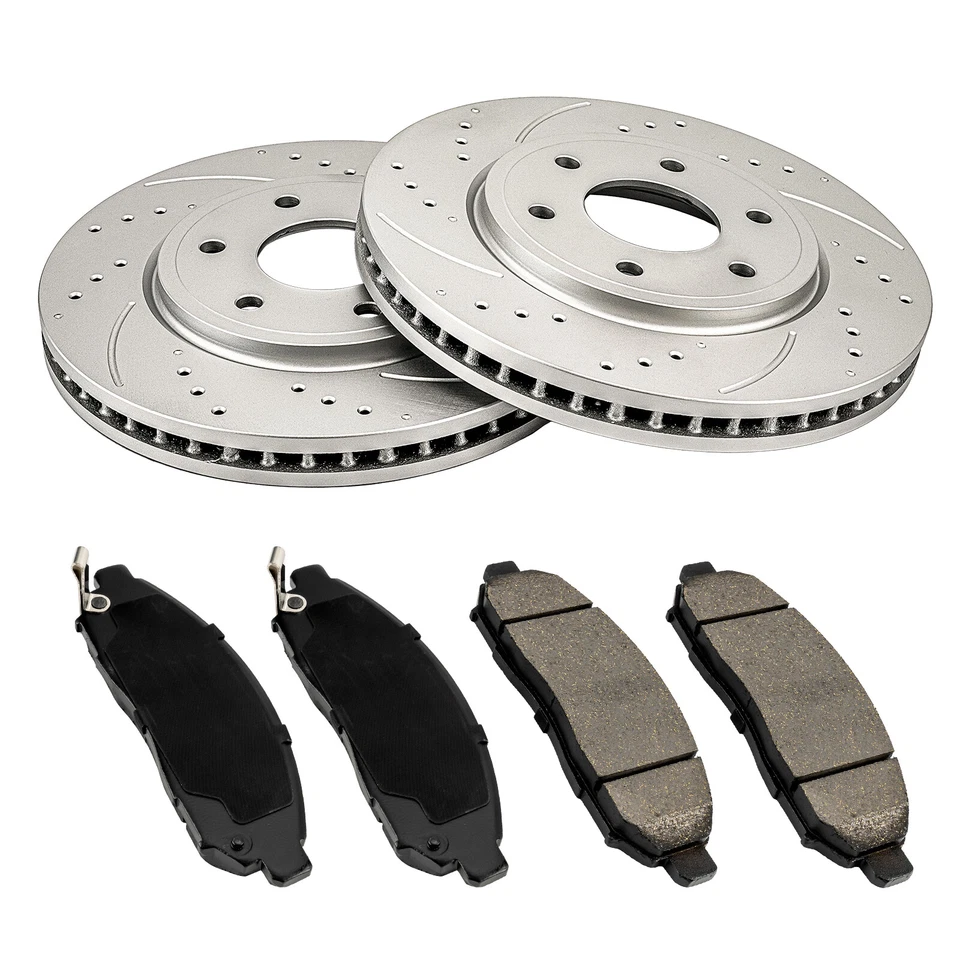 Ajuste para 2009 2010 Nissan Frontier Suzuki Equator pastilhas de freio e kit dianteiro de rotor - Imagem 1 de 4