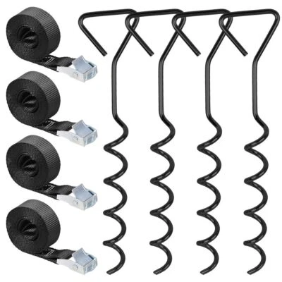 8x 300kg Trampolin Bodenanker Befestigung Erdanker Set Sicherung Spanngurte 40cm - Bild 1 von 4