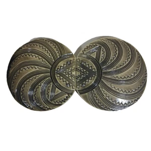 Antik Art Deco Damen 2 Stück Schärpe Gürtelschnalle grau Wirbel Zelluloid Fadenlöcher - Bild 1 von 4