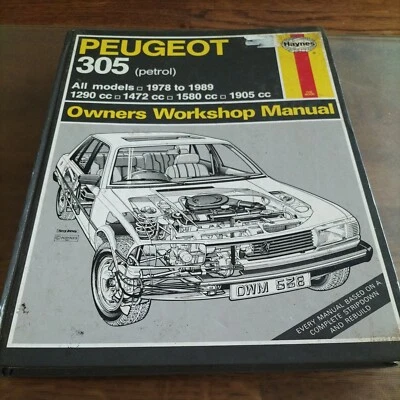 HAYNES WORKSHOP MANUAL FOR PEUGEOT 305 PETROL 129CC TO 1472CC 1978 TO 1980 - Image 1 of 4