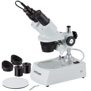 AmScope SE306R-PZ-E 20X-40X-80X Stereo Two Light Microscope with USB Camera - Picture 1 of 8
