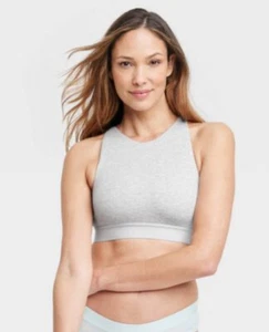 Auden Women's M Medium Bralette Bra Cotton Stretch Cross Back Heathered Gray New - Picture 1 of 5