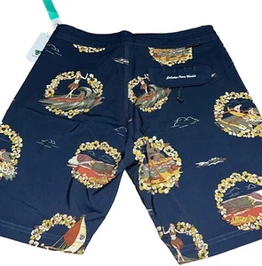 🌴Boardshorts para hombre 32🌴 Vissla Helloha 18,5”, azul marino con patrón hawaiano, nuevo con etiquetas - Imagen 1 de 14